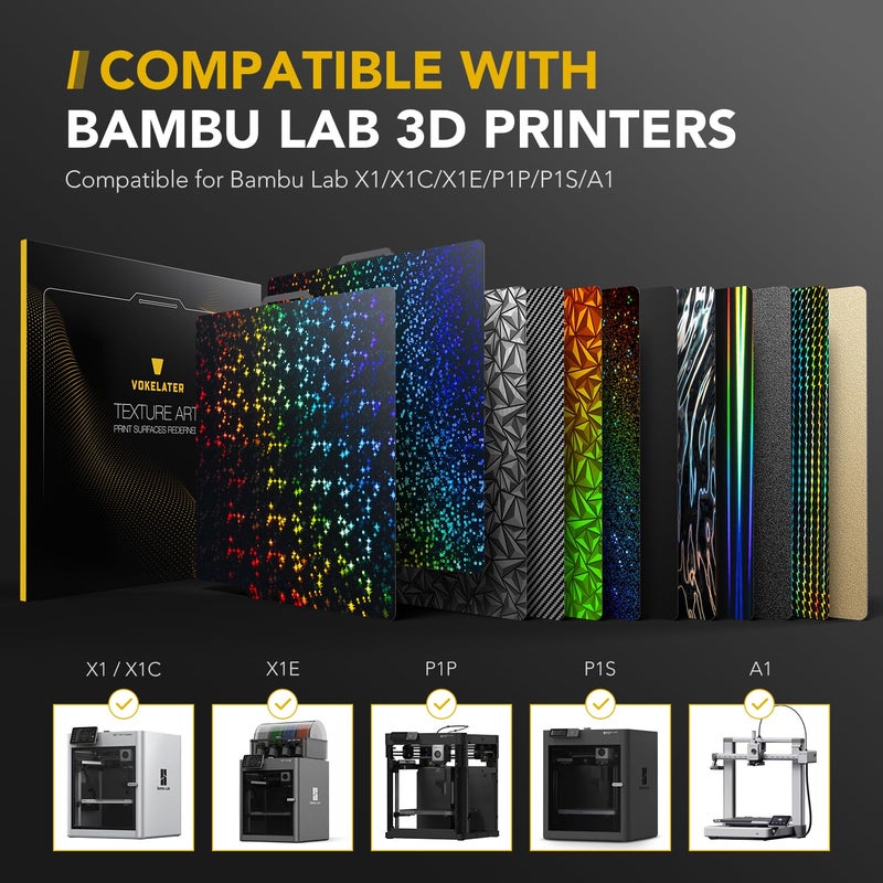 Vokelater 3D Printer Build Plate for Bambu Lab X1 X1C X1E P1P P1S A1, 3D Printer Accessories PEY Dual Texture 257x257mm, Flexible Spring Steel Hot Bed Platform Sheet - Image 5